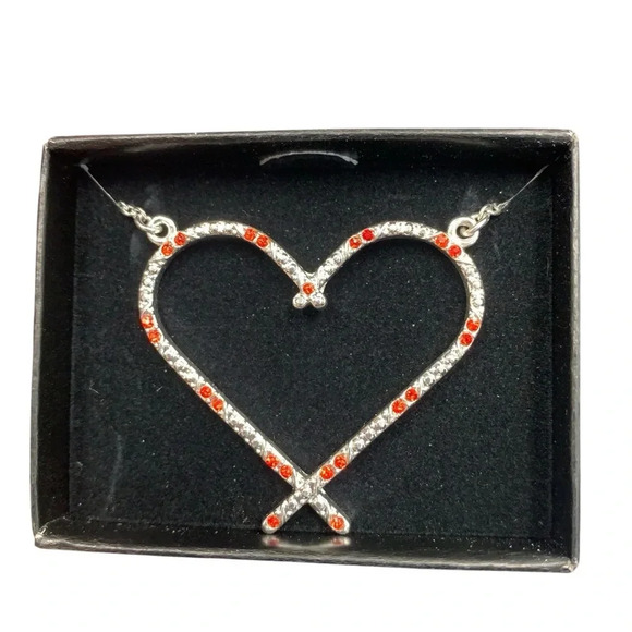 Avon sparkling holiday pendant necklace candy cane silvertone 21” NIB - Picture 1 of 6